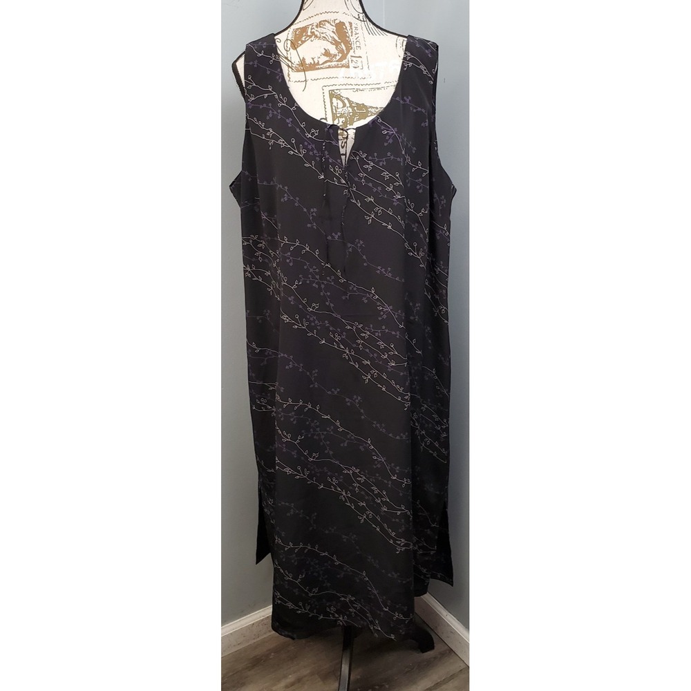 Venezia Maxi Dress Womens 22/24 Multi Floral Sleeveless Tie Neck Slit Back Zip